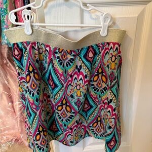 Lilly Pulitzer Navy and Pink Elastic-Waist Skirt